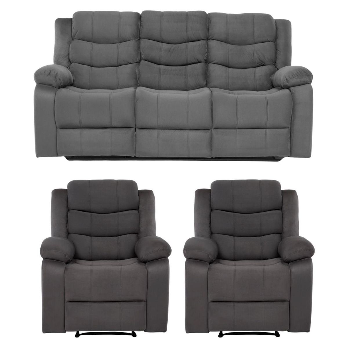 DANIELS - Sofá 3 Cuerpos + 2 Berger Reclinables Laredo Daniels