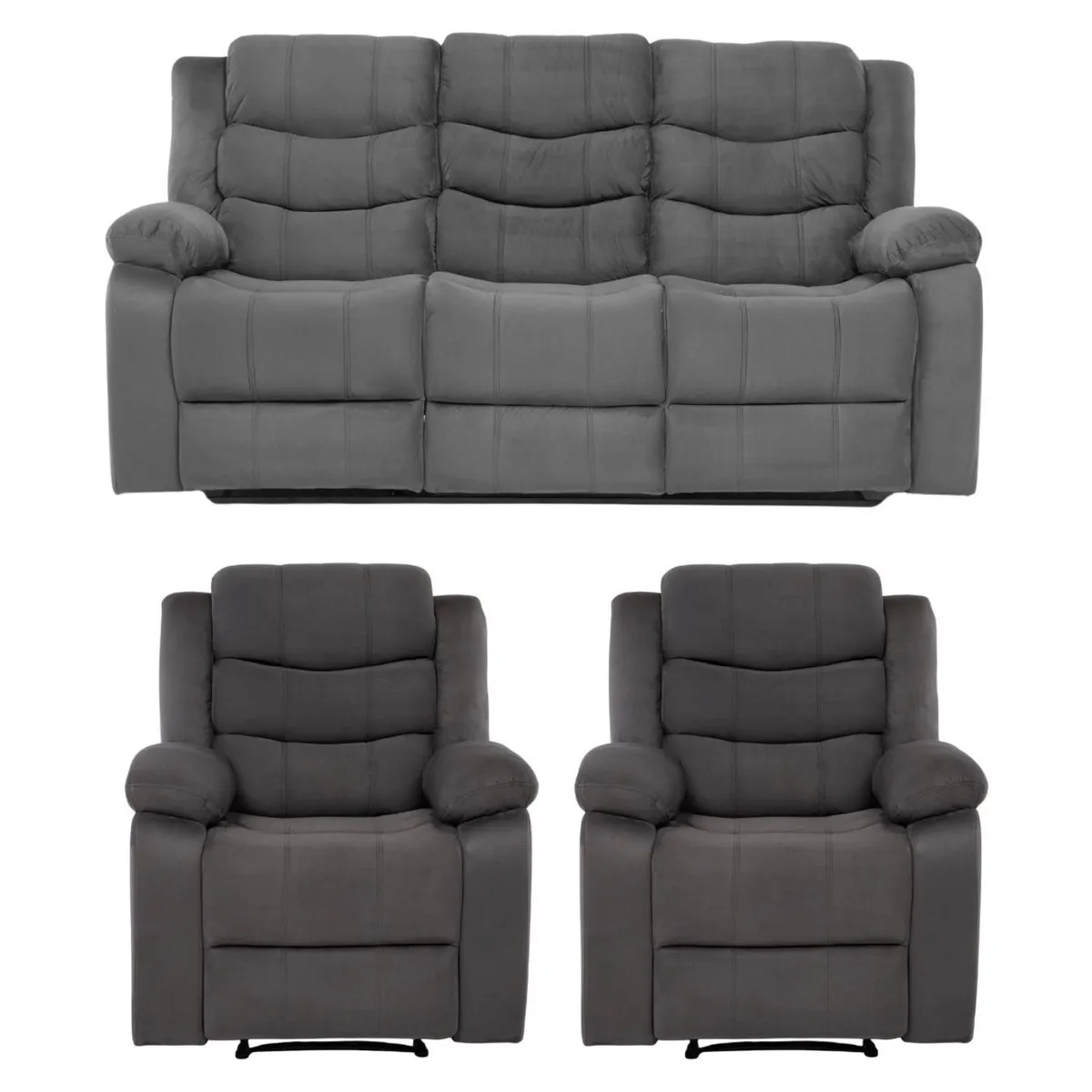 DANIELS - Sofá 3 Cuerpos + 2 Berger Reclinables Laredo Daniels