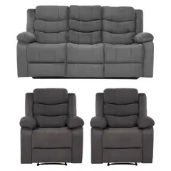 DANIELS - Sofá 3 Cuerpos + 2 Berger Reclinables Laredo