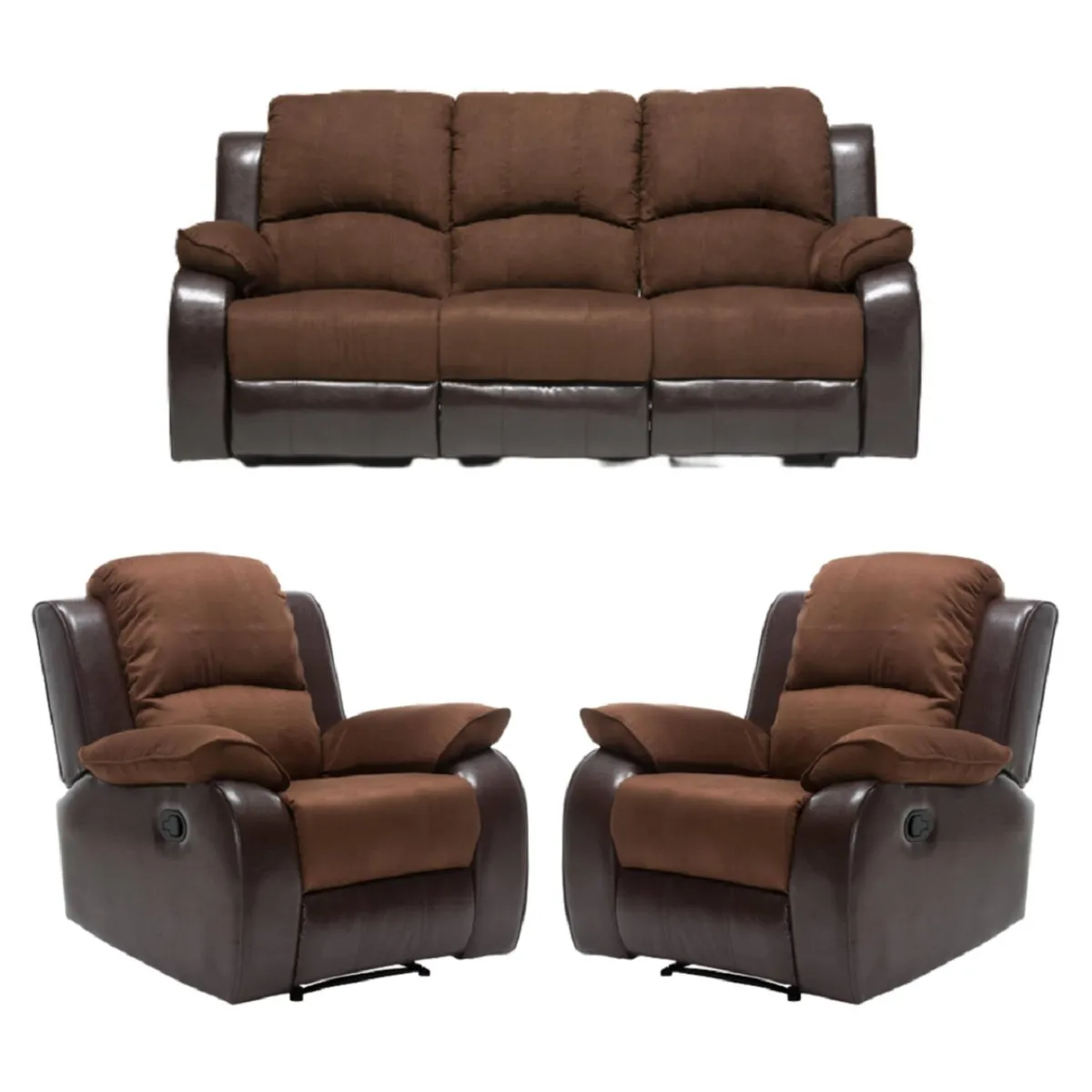 DANIELS - Sofá 3 Cuerpos + 2 Berger Reclinables Macao Microfibra+Pu Daniels