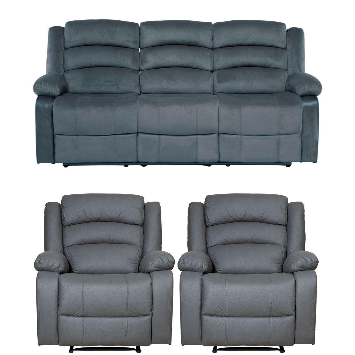 DANIELS - Sofá 3 Cuerpos + 2 Berger Reclinables New Dan Daniels