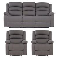 Sofá 3 Cuerpos + 2 Berger Reclinables Tela Praga