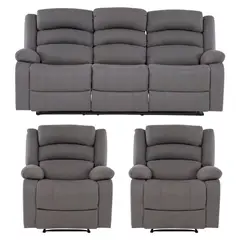 DANIELS - Sofá 3 Cuerpos + 2 Berger Reclinables Tela Praga