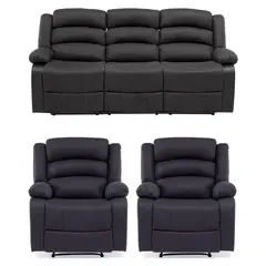 DANIELS - Sofá 3 Cuerpos + 2 Berger Reclinables Tela Praga