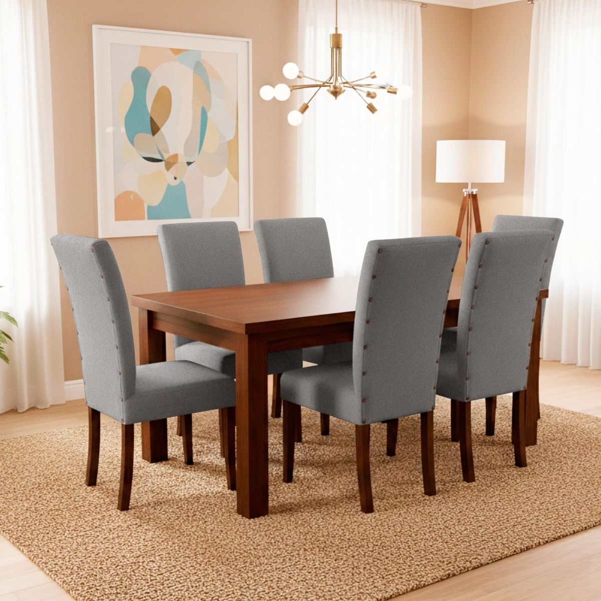 LIVING MARKET - Juego De Comedor Teka 6 Sillas Gris Living Factory