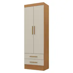 MOBILFRANK - Clóset 2 Puertas, 2 Cajones, 2 Colores: Canela y Blanco Off White, 4 Opciones de armado