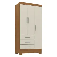 MOBILFRANK - Clóset 3 Puertas 3 Cajones 2 Colores: Canela y Blanco Off White