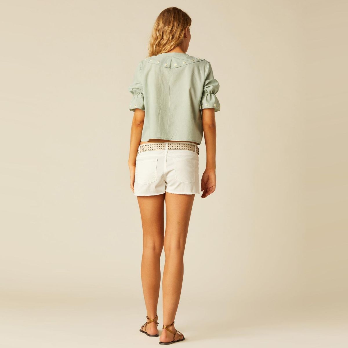 NICOLI - Blusa Bordado Flor Mujer Nicoli