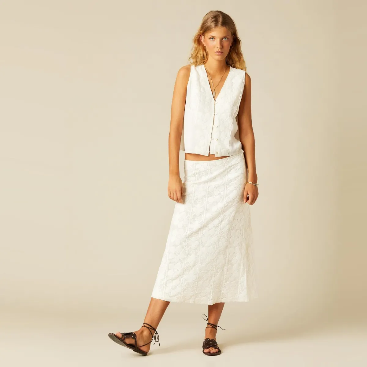 NICOLI - Falda Dibujo Crudo Mujer Nicoli