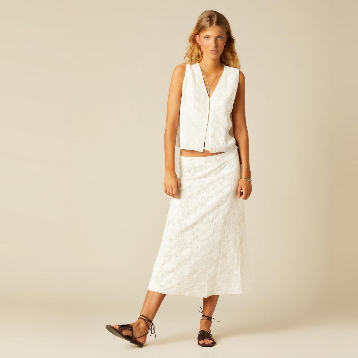 NICOLI - Falda Dibujo Crudo Mujer Nicoli