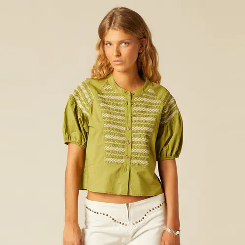 NICOLI - Blusa Nidos Verde Mujer
