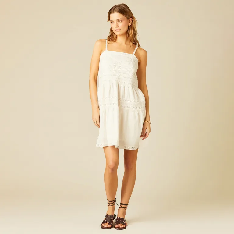 NICOLI Vestido Corto Encajes Blanco Mujer