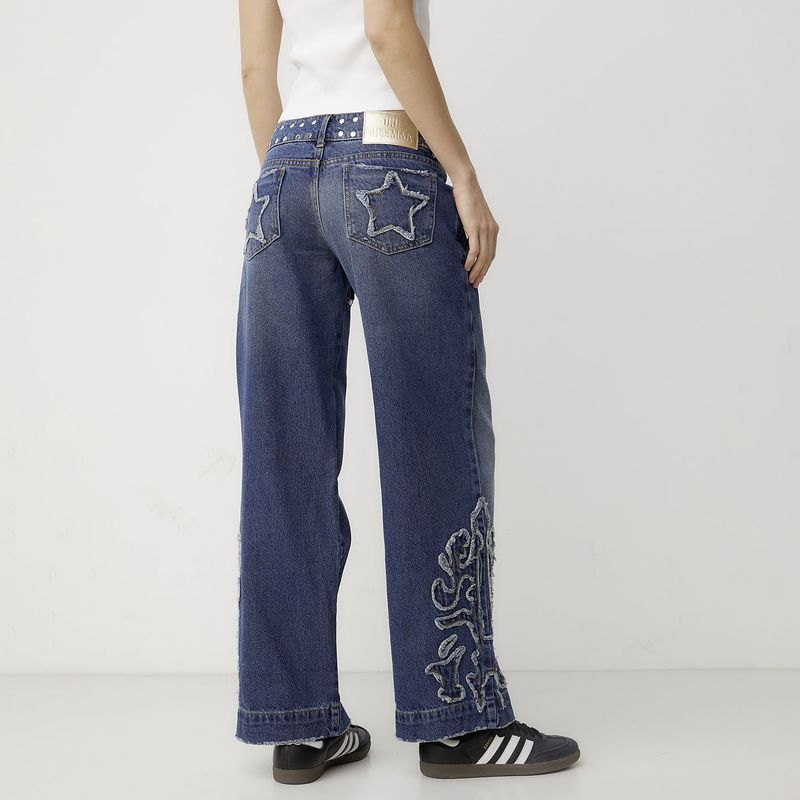 ONE DILEMMA - Jeans Texanos con Detalles Bordados Mujer One Dilemma