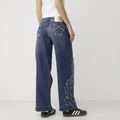 ONE DILEMMA - Jeans Texanos con Detalles Bordados Mujer