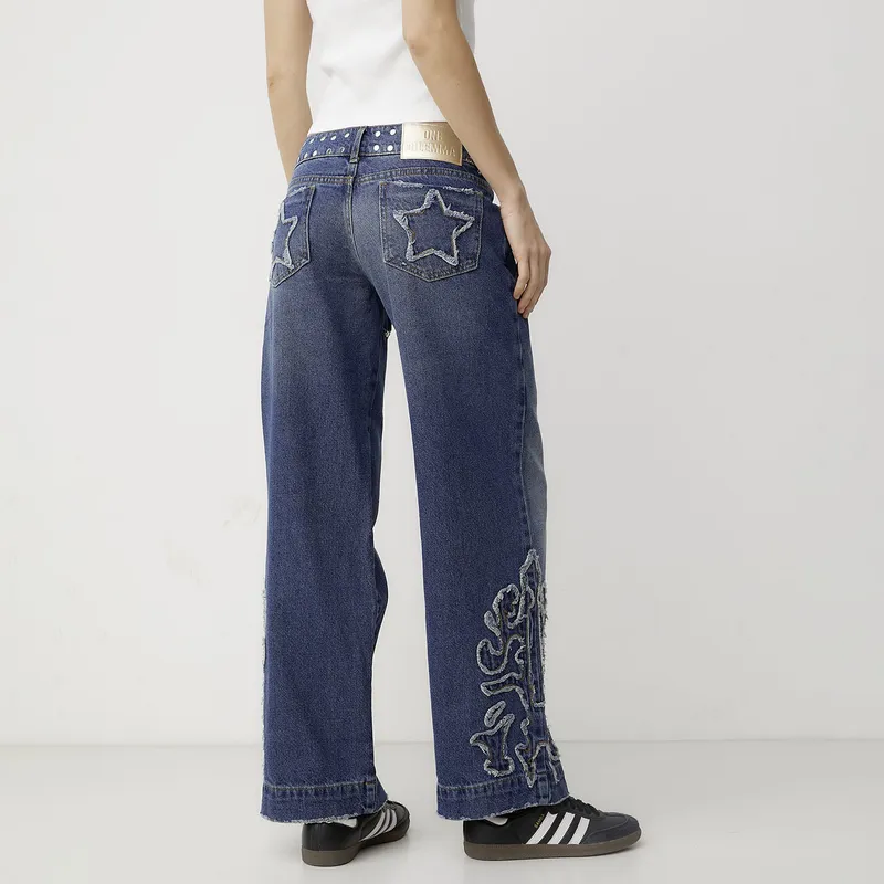 ONE DILEMMA - Jeans Texanos con Detalles Bordados Mujer One Dilemma