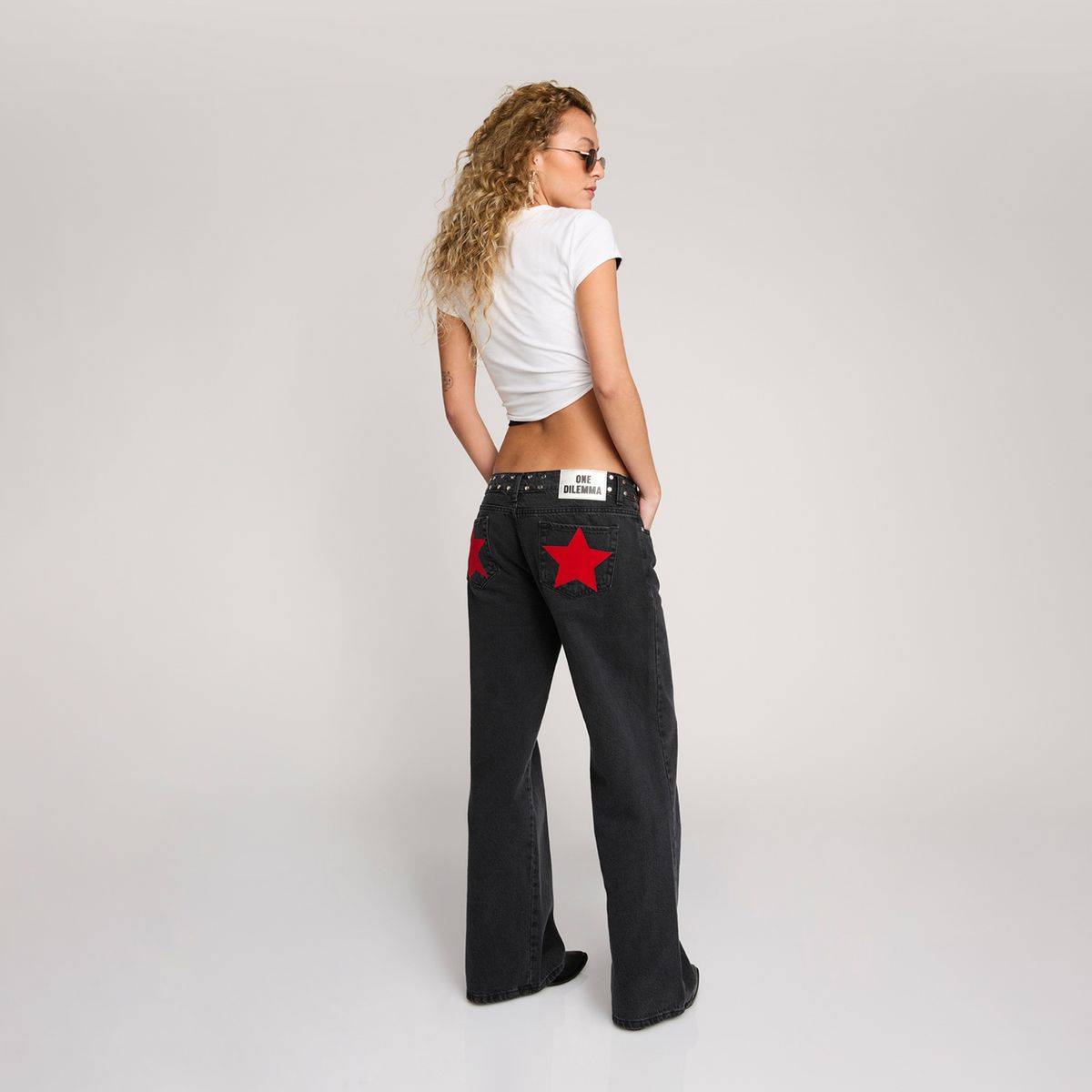 ONE DILEMMA - Jeans Tiro Bajo Estrella Color Mujer One Dilemma