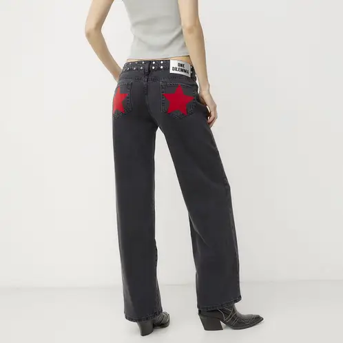 ONE DILEMMA - Jeans Tiro Bajo Estrella Color Mujer