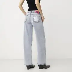 ONE DILEMMA - Jeans Tiro Bajo Estrella Brillante Mujer