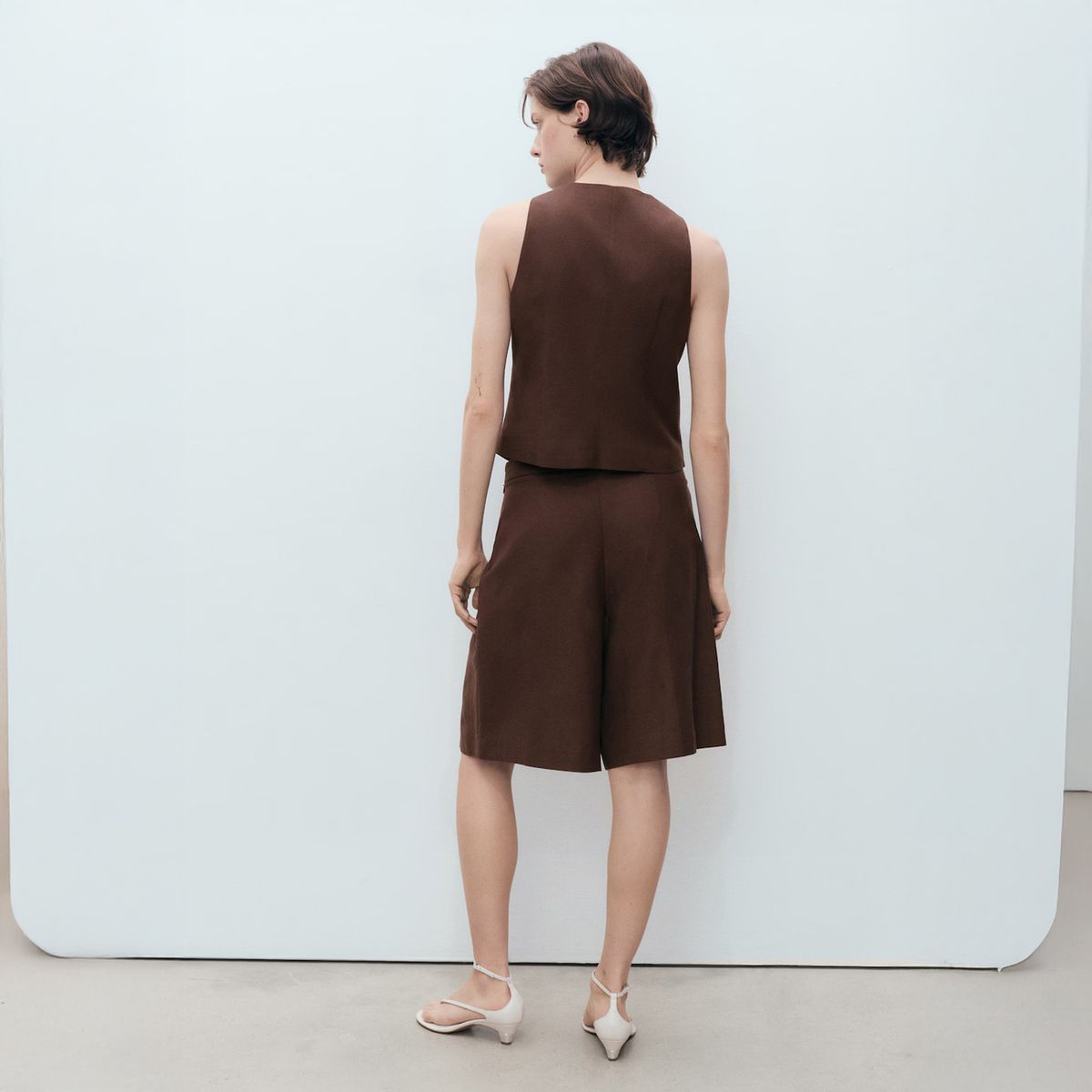 MANGO - Bermudas Traje Mezcla Lino Mujer Mango