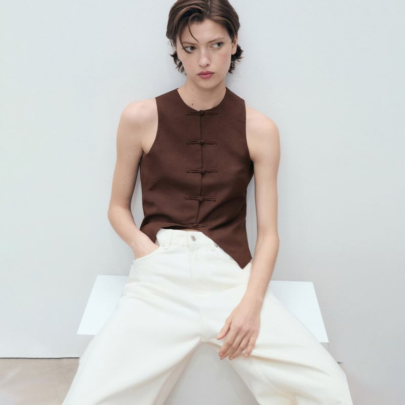 MANGO - Chaqueta Traje Mezcla Lino Mujer Mango