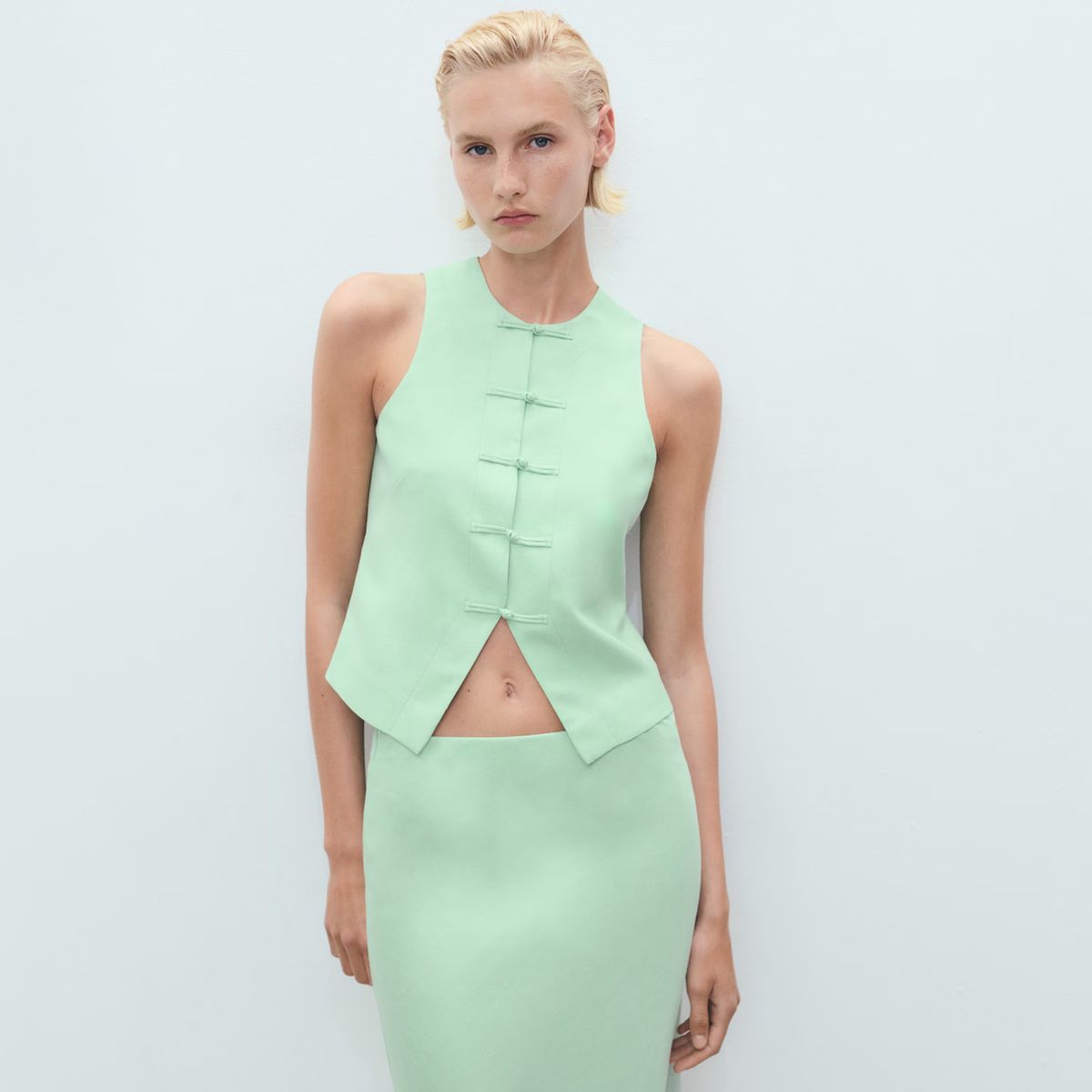 MANGO - Blazer Traje Mezcla Lino Mujer Mango