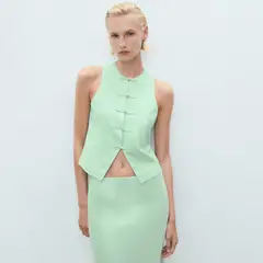 MANGO - Chaqueta Traje Mezcla Lino Mujer