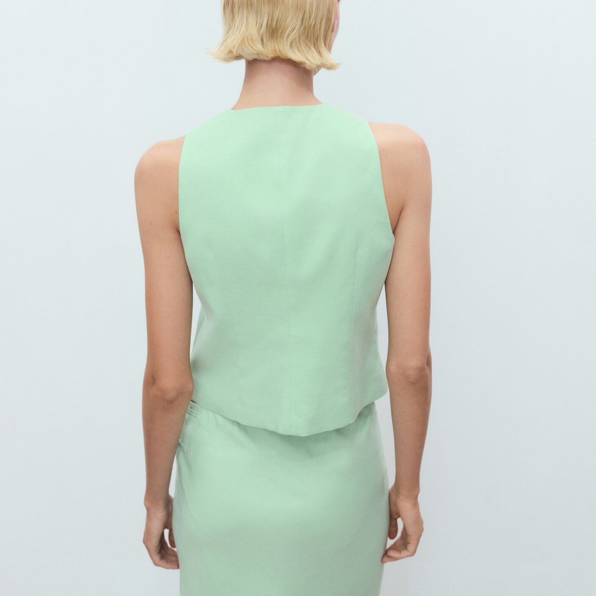 MANGO - Blazer Traje Mezcla Lino Mujer Mango