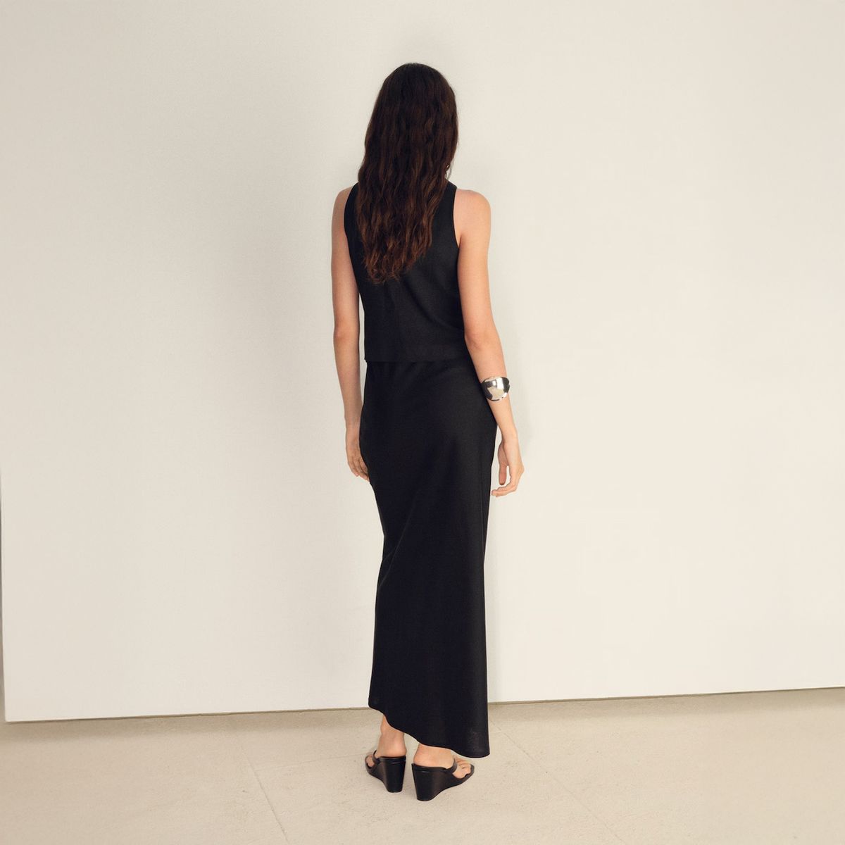 MANGO - Blazer Traje Mezcla Lino Mujer Mango