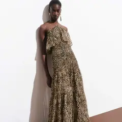 MANGO - Vestido Maxi Estampado Leopardo Mujer