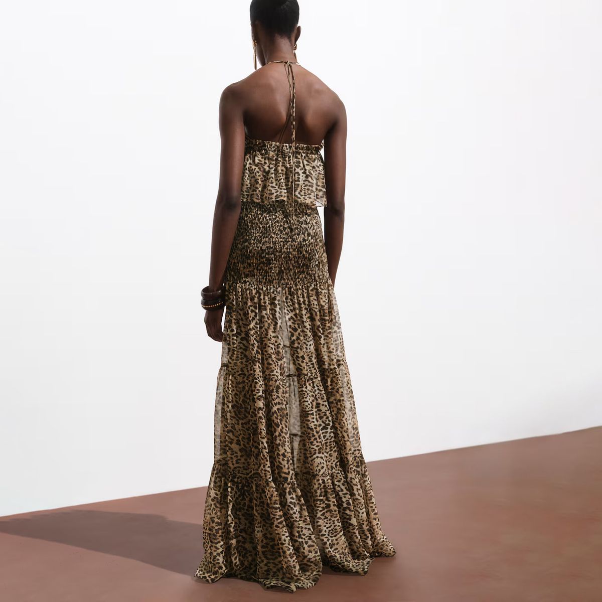 MANGO - Vestido Maxi Estampado Leopardo Mujer Mango