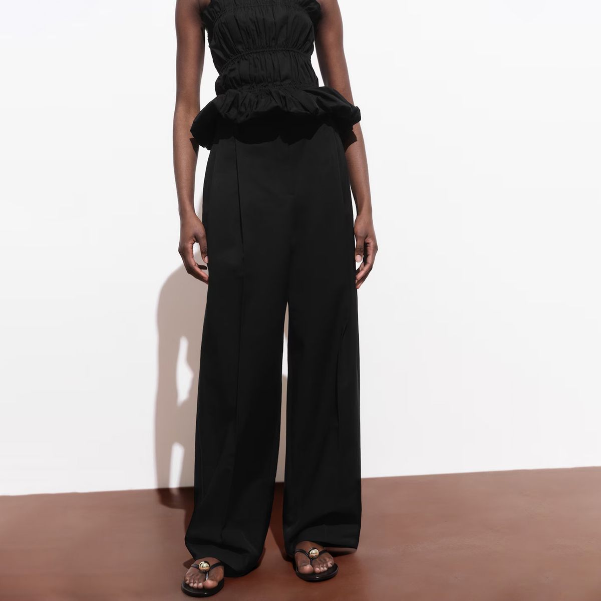 MANGO - Pantalón Recto Pinzas Algodón Mujer Mango