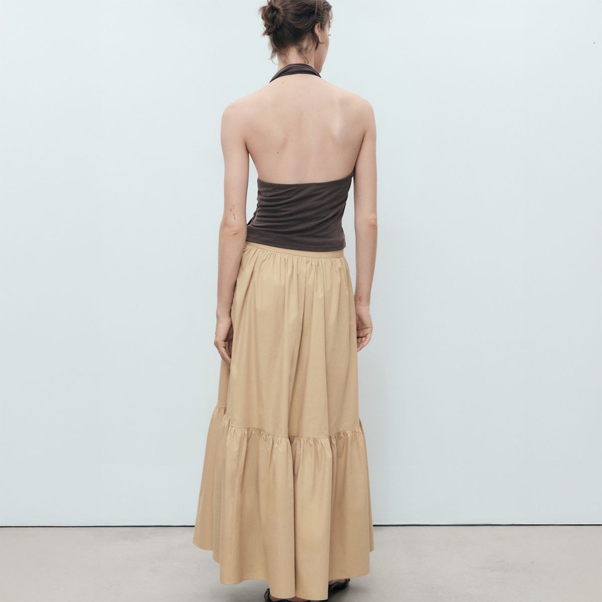 MANGO - Falda Larga Algodón Evasé Mujer Mango