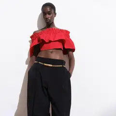 MANGO - Top Palabra De Honor Con Volante Mujer