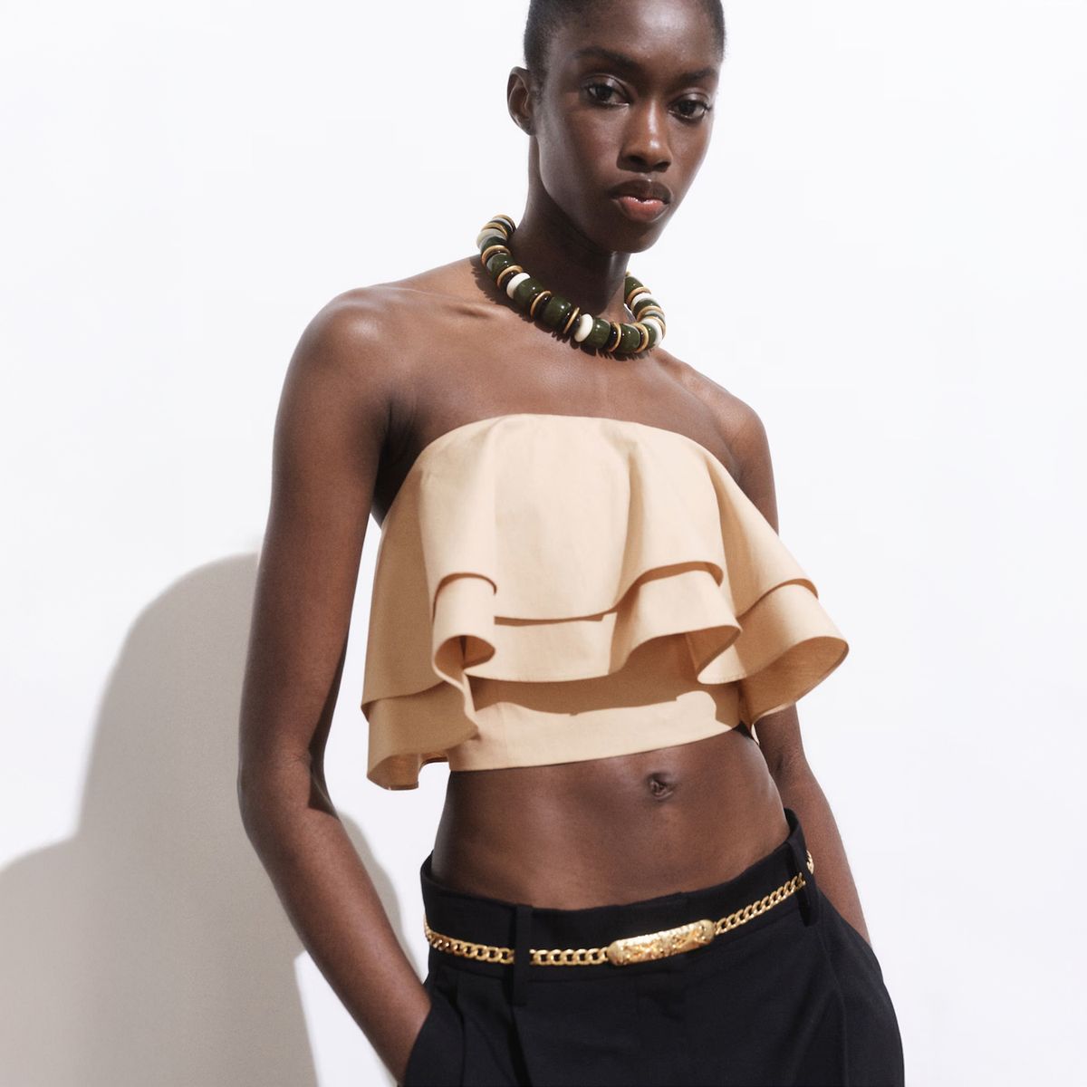 MANGO - Top Palabra De Honor Volantes Mujer Mango