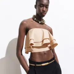 MANGO - Top Palabra De Honor Volantes Mujer