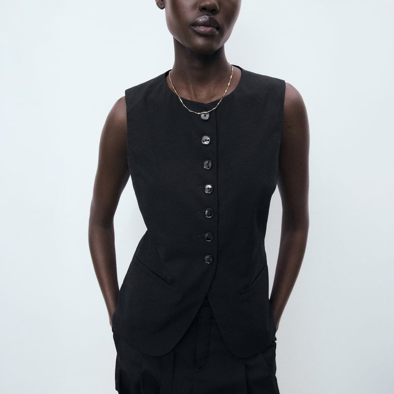 MANGO - Chaleco Traje Botones Mujer Mango