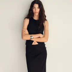 MANGO - Falda Recta Mezcla Lino Mujer