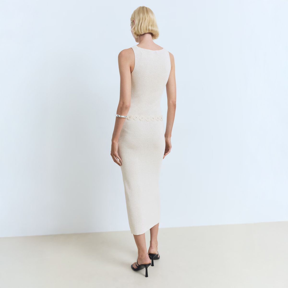 MANGO - Vestido Punto Cinturón Mujer Mango