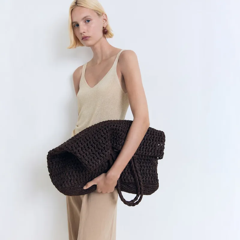 MANGO - Top Punto Lúrex Cuello Pico Mujer Mango