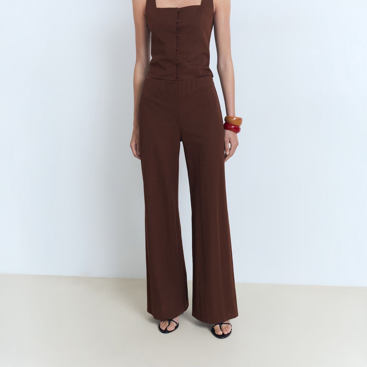 MANGO - Pantalón Recto Fluido Mujer Mango