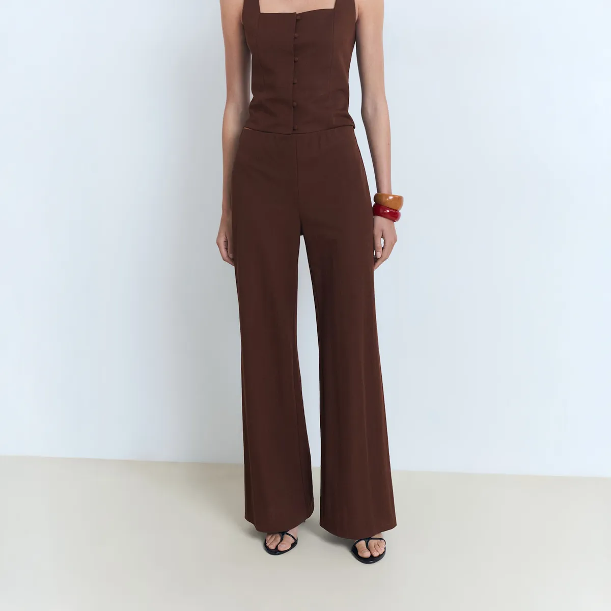 MANGO - Pantalón Recto Fluido Mujer Mango