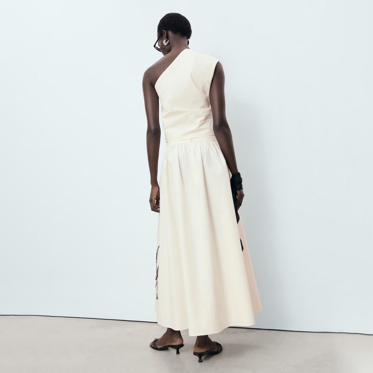 MANGO - Falda Algodón Bordada Mujer Mango