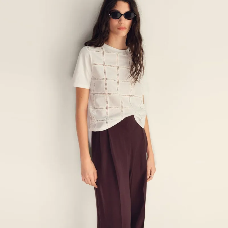 MANGO - Polera Detalles Bordados Mujer Mango