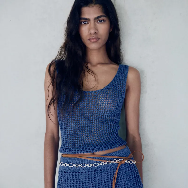 MANGO - Top Punto Crop Mujer Mango