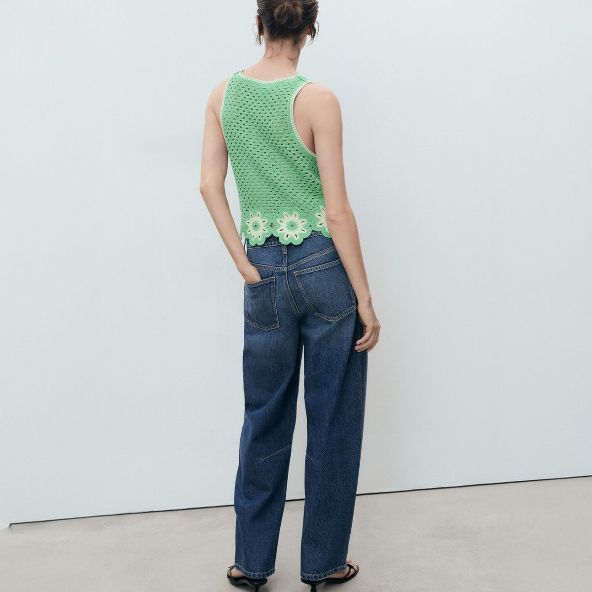 MANGO - Polera Crochet Terminaciones Florales Mujer Mango