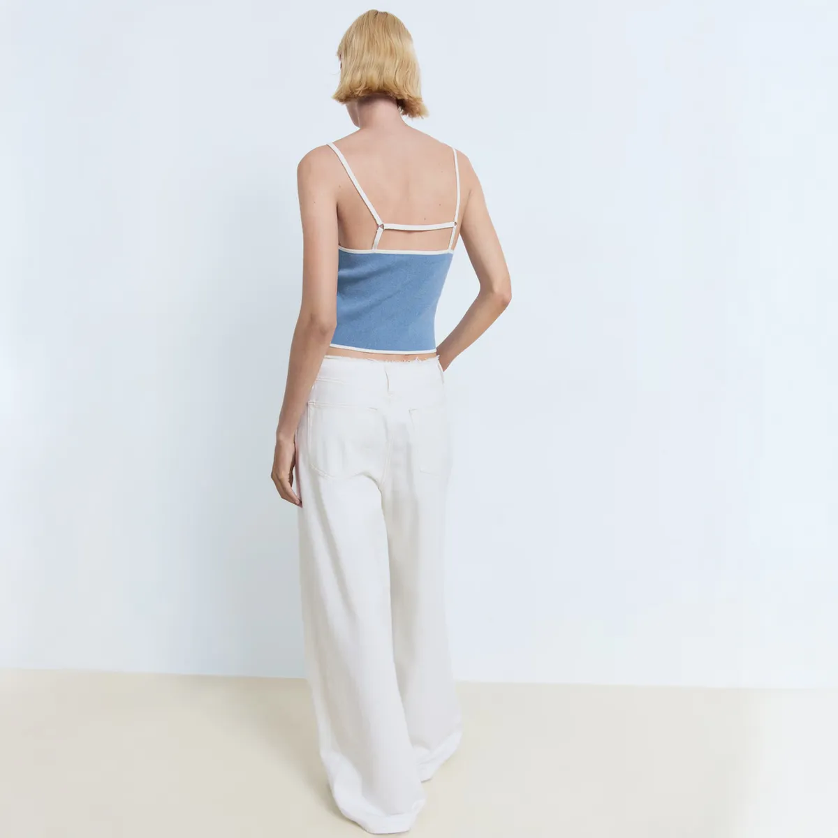 MANGO - Top Punto Terminaciones En Contraste Mujer Mango