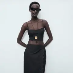 MANGO - Top Crop Bordado Mujer