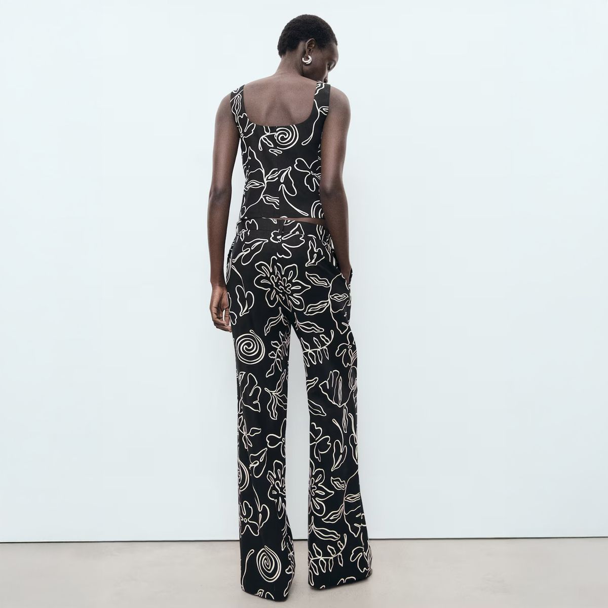 MANGO - Pantalón Mezcla Lino Estampado Floral Mujer Mango