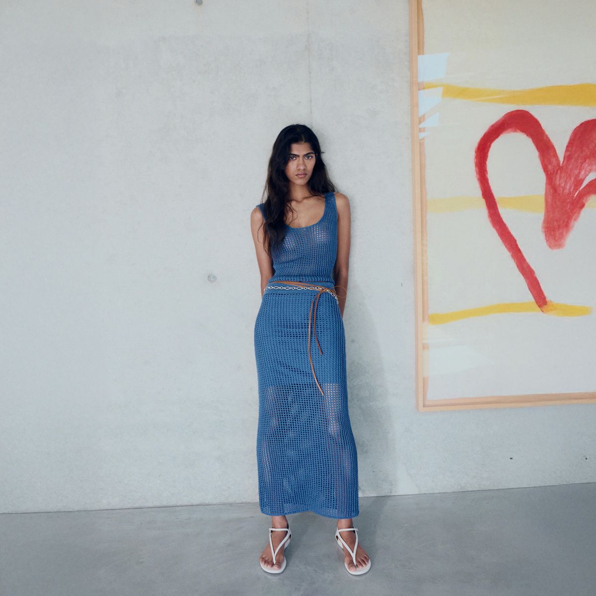 MANGO - Falda Larga Crochet Mujer Mango