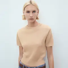 MANGO - Sweater Crop Manga Corta Mujer